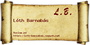 Lóth Barnabás névjegykártya
